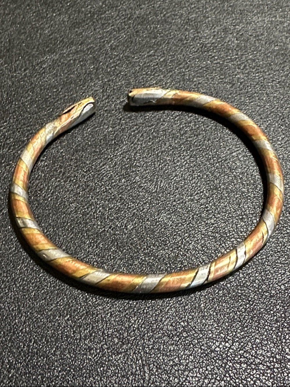 22.  Silver Gold & Copper Twisted Metal Vintage Cuff Bracelet